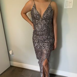 Grey Sequin Long Formal Dress